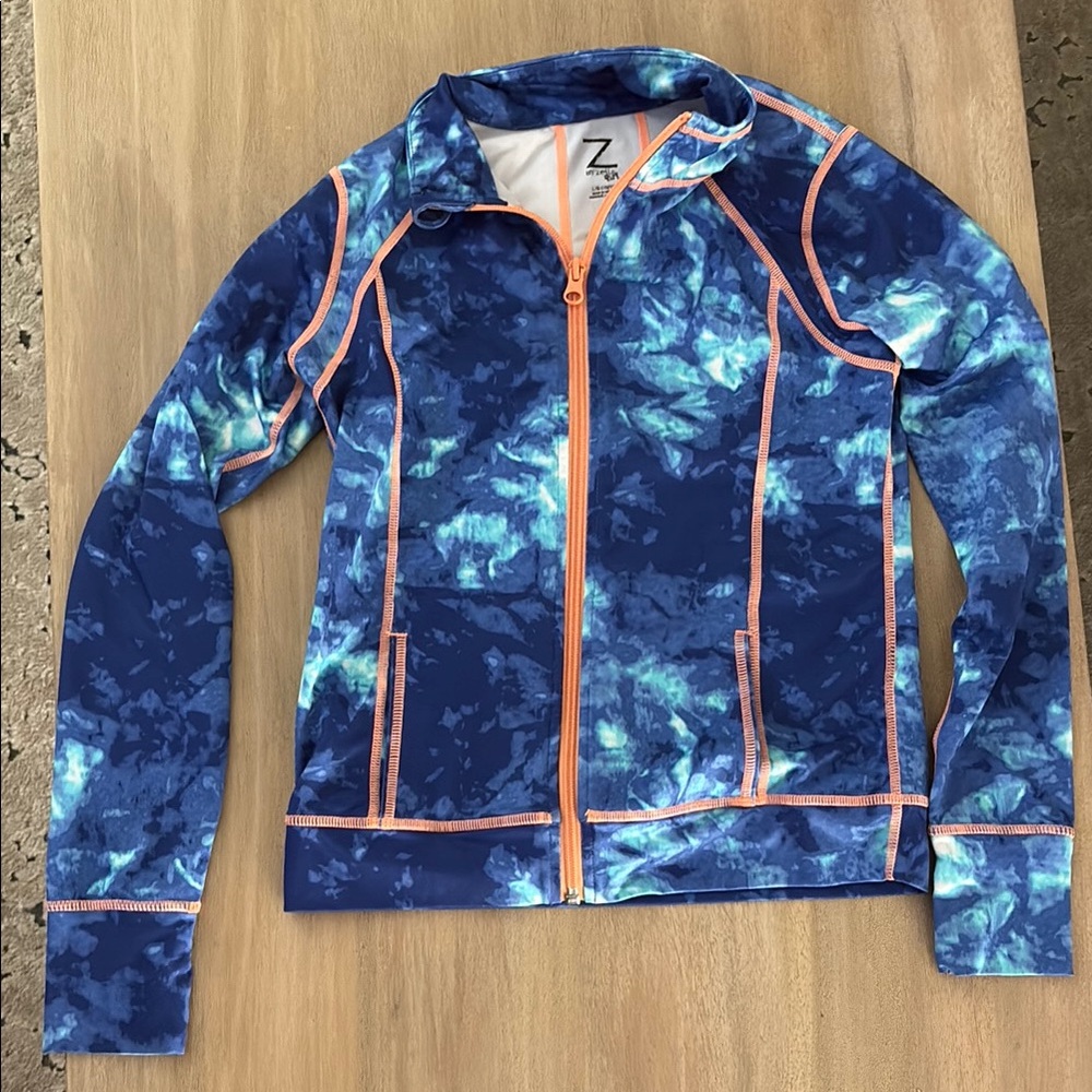 Zella girls Blue and Orange Zip-Up Jacket